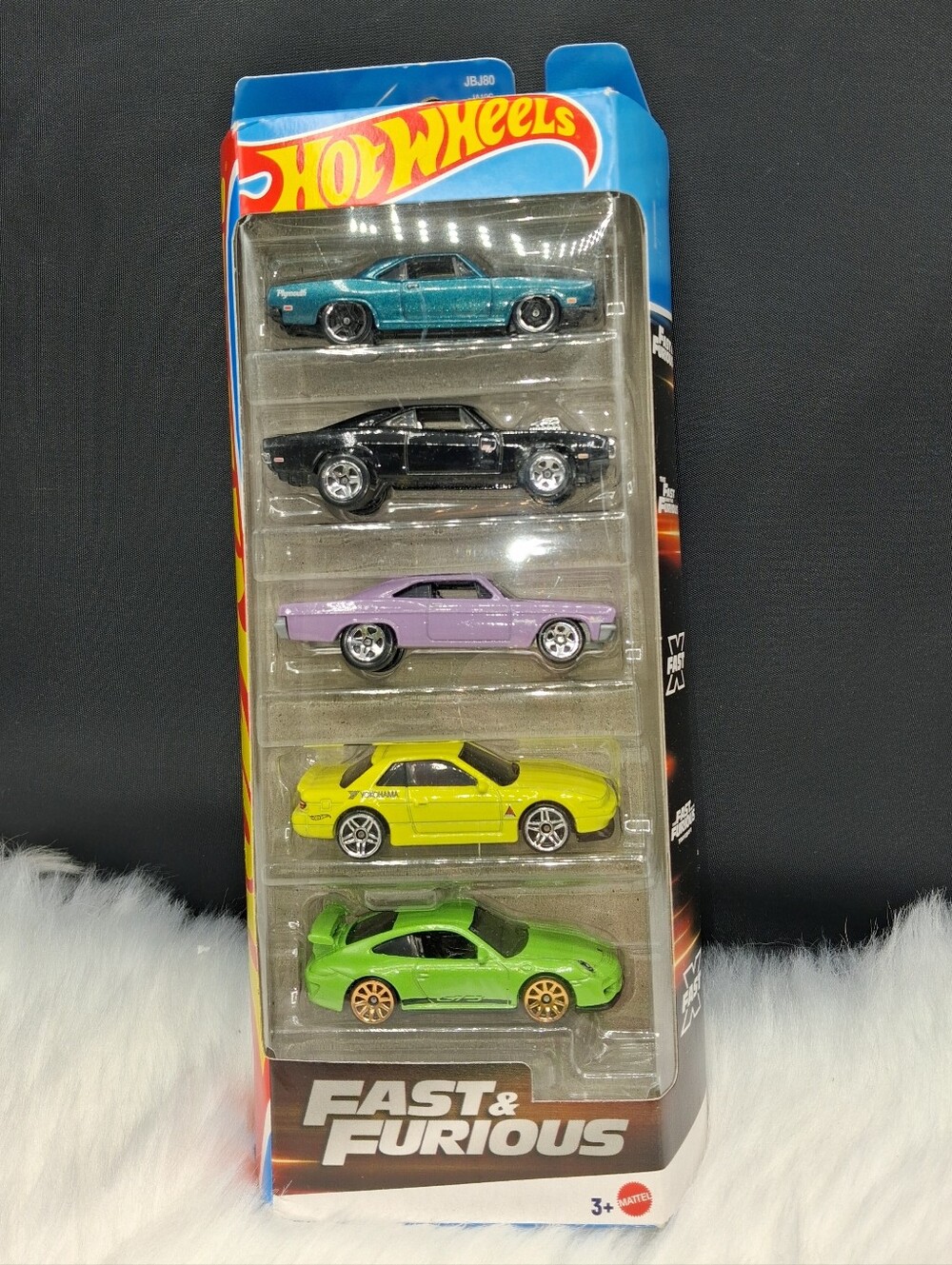 Hot Wheels Fast & Furious 5-Car Set — Teal, Black, Purple, Yellow & Green